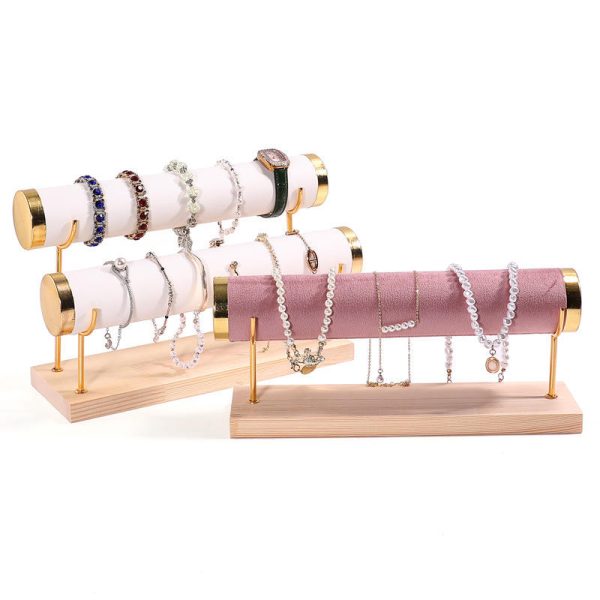 Multi-layer T-Shaped Wooden Jewelry Display Stand for Bracelets & Necklaces | Kopen