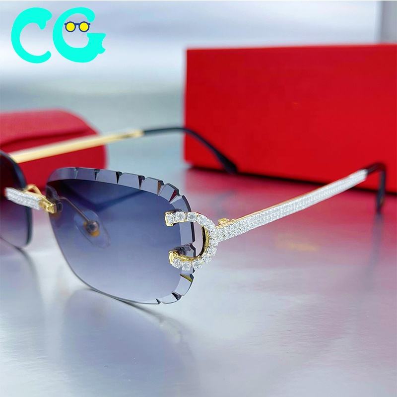 2025 Rimless Square Sunglasses with Rhinestones – UV400 | Kopen - Image 5