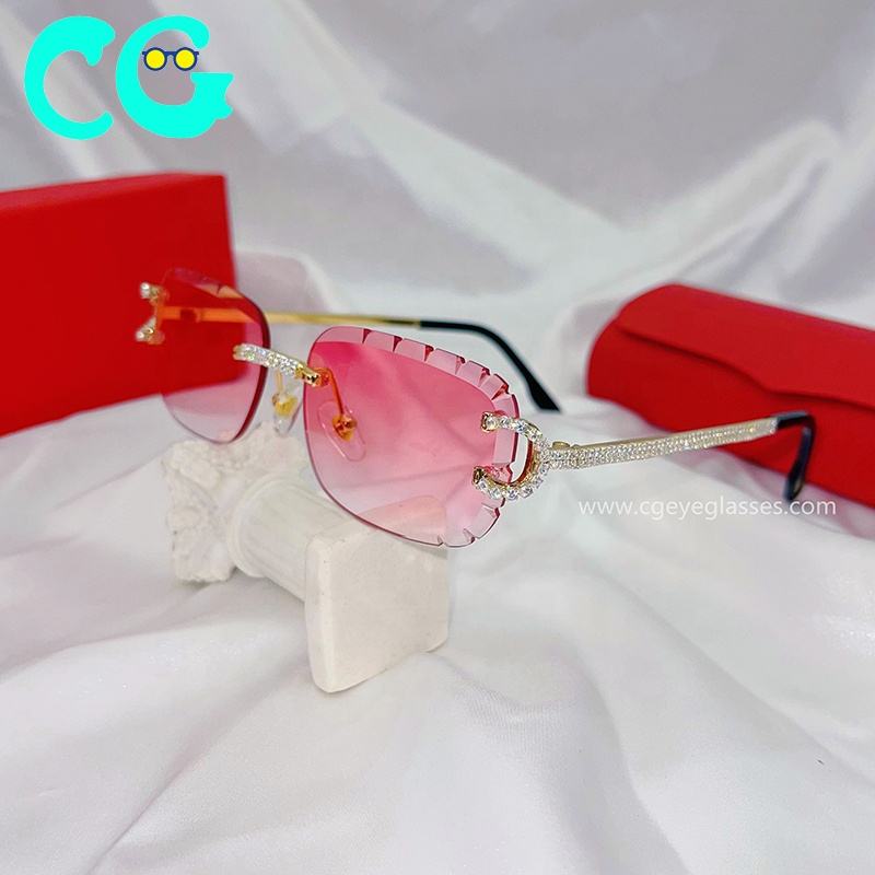 2025 Rimless Square Sunglasses with Rhinestones – UV400 | Kopen - Image 4