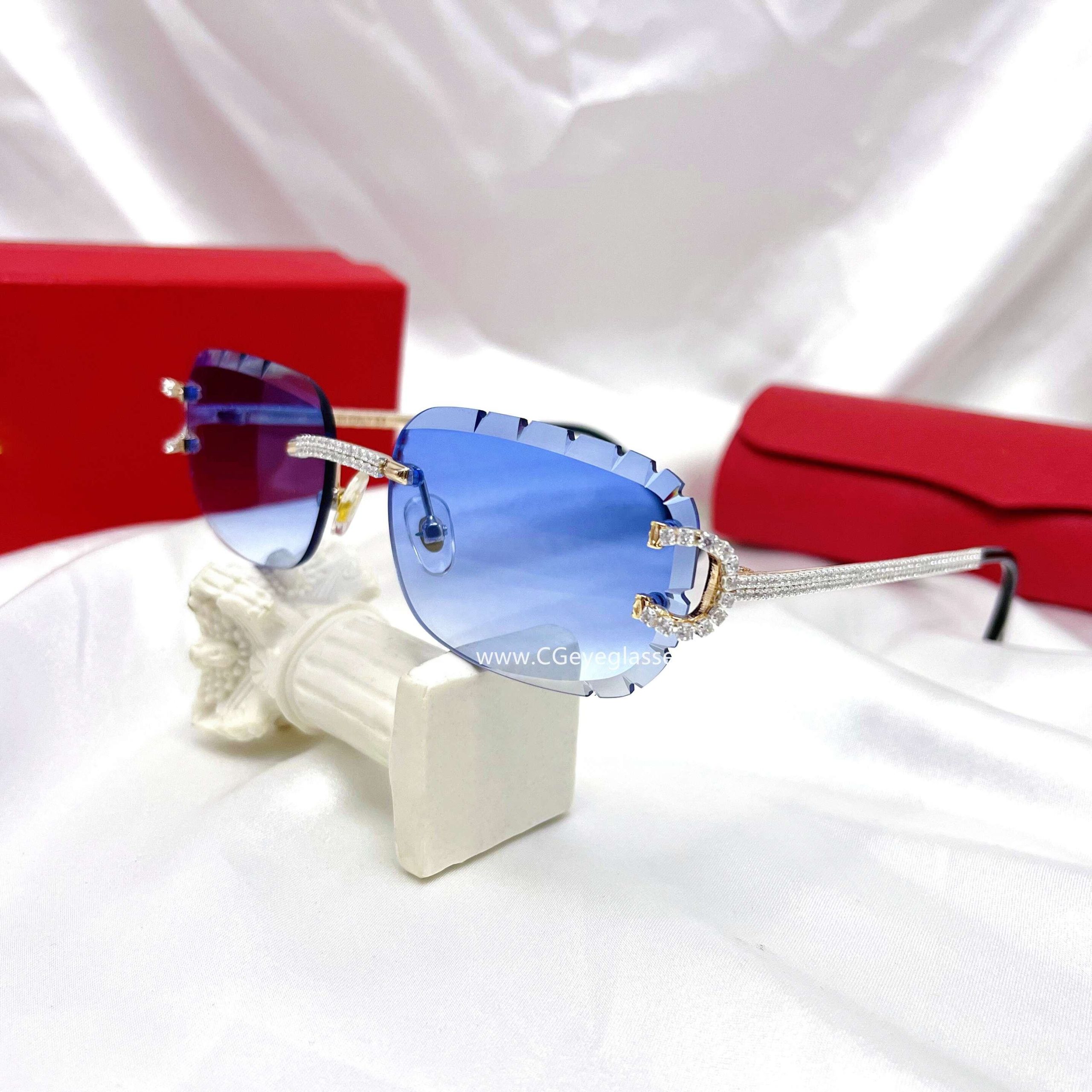 2025 Rimless Square Sunglasses with Rhinestones – UV400 | Kopen - Image 2