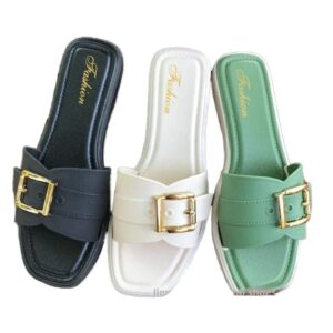 Kopen Women’s Summer Flat Sandal – Square Buckle Beach Slides