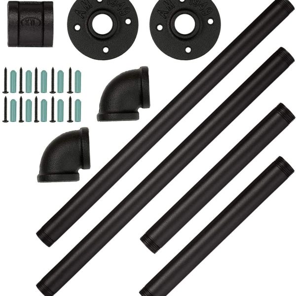 Kopen Industrial Cast Iron Toilet Paper Holder with Wooden Shelf