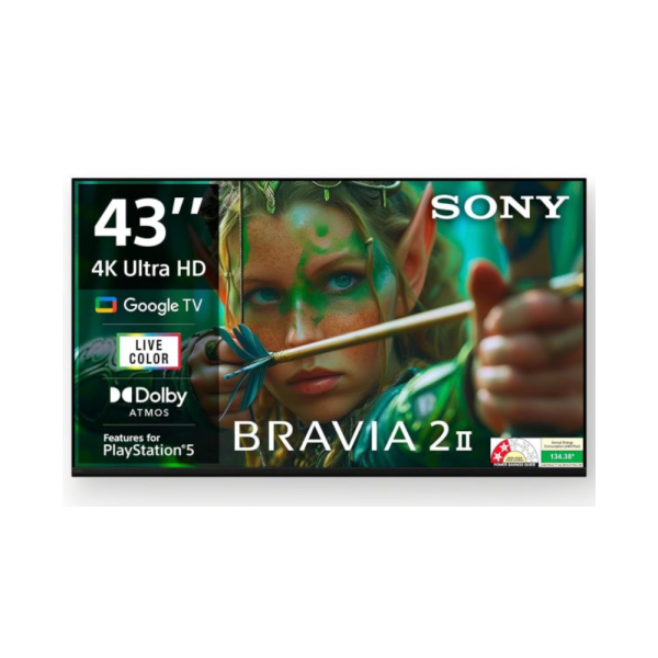 Sony 108 cm (43 inches) BRAVIA 2M2 Series 4K Ultra HD Smart LED Google TV K-43S25M2-3 Years Warranty for Limited Period