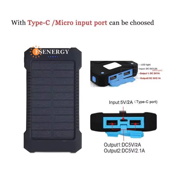 Alternative view of Kopen 20000mAh Waterproof Solar Power Bank with Dual USB Fast Charging