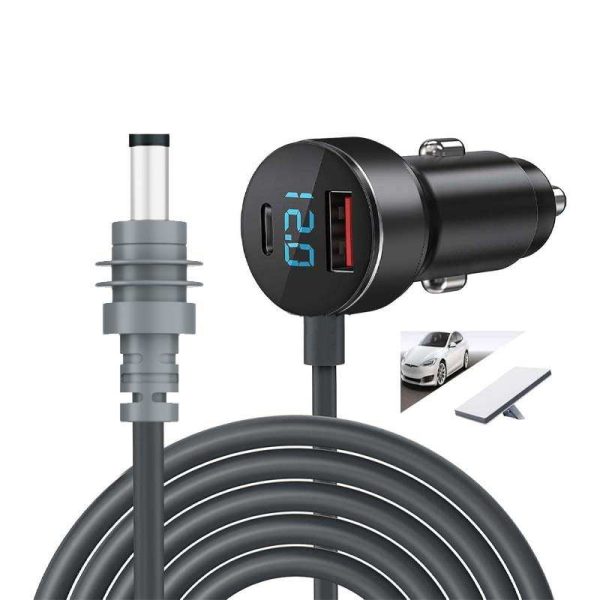 Kopen Starlink Mini Car Charger DC Power Cable with Dual USB Ports & Digital Display