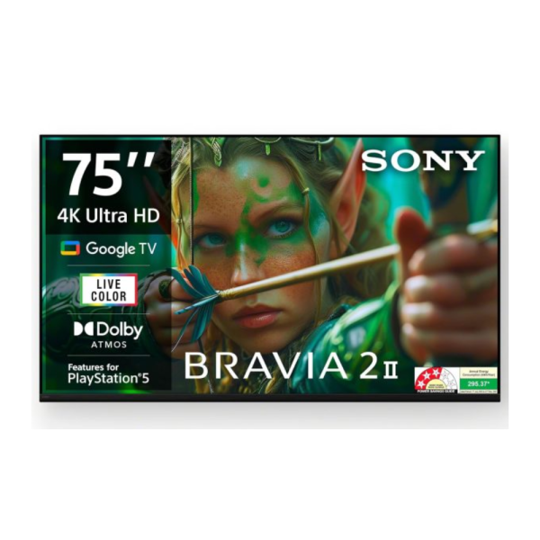 Sony 189 cm (75 inches) BRAVIA 2M2 Series 4K Ultra HD Smart LED Google TV K-75S25M2-3 Years Warranty for Limited Period