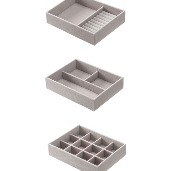 Alternative view of Grey Flocking Fabric Jewelry Tray Organizer for Watches & Accessories | Kopen