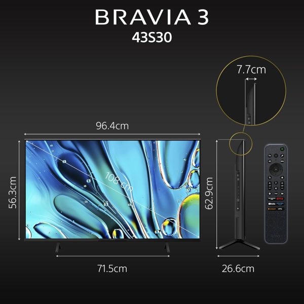 Alternative view of Sony BRAVIA 3 Series 108 cm (43 inches) 4K Ultra HD AI Smart LED Google TV K-43S30 (Black)-3 Years Warranty for Limited Period