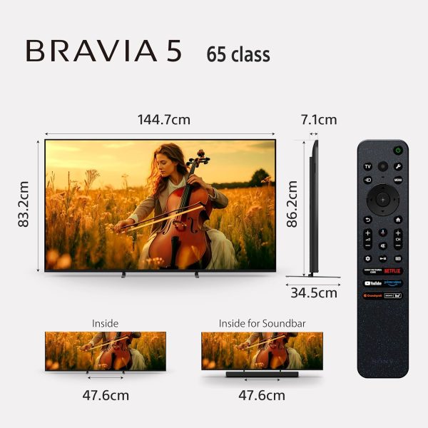 Alternative view of Sony 164 cm (65 inches) BRAVIA 5 Series 4K Ultra HD Smart Mini LED Google TV K-65XR55A-3 Years Warranty for Limited Period