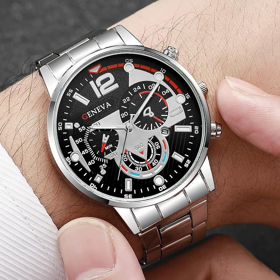 Gold Alloy Quartz Watch & Bracelet Set for Men – Classic Design | Kopen - Image 2