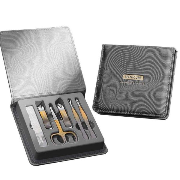 Kopen Stainless Steel 6-Piece Manicure Set with Luxury Leather Case