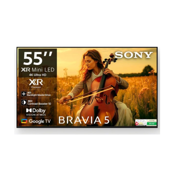 Sony 139 cm (55 inches) BRAVIA 5 Series 4K Ultra HD Smart Mini LED Google TV K-55XR55A-3 Years Warranty for Limited Period
