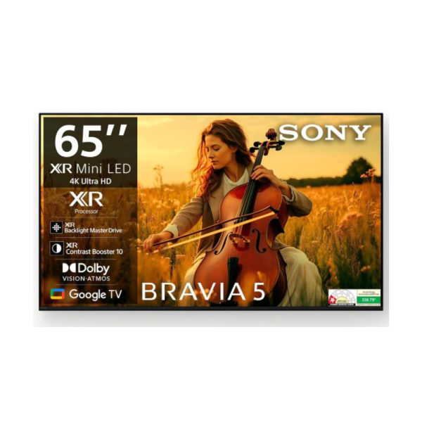 Sony 164 cm (65 inches) BRAVIA 5 Series 4K Ultra HD Smart Mini LED Google TV K-65XR55A-3 Years Warranty for Limited Period