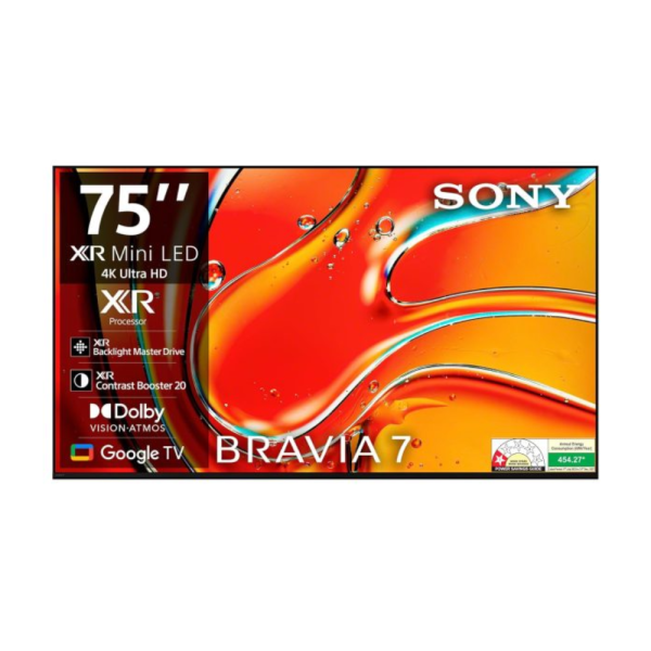 Sony 189 cm (75 inches) BRAVIA 7 4K Ultra HD AI Smart Mini LED Google TV K-75XR70 (Black)-3 Years Warranty for Limited Period