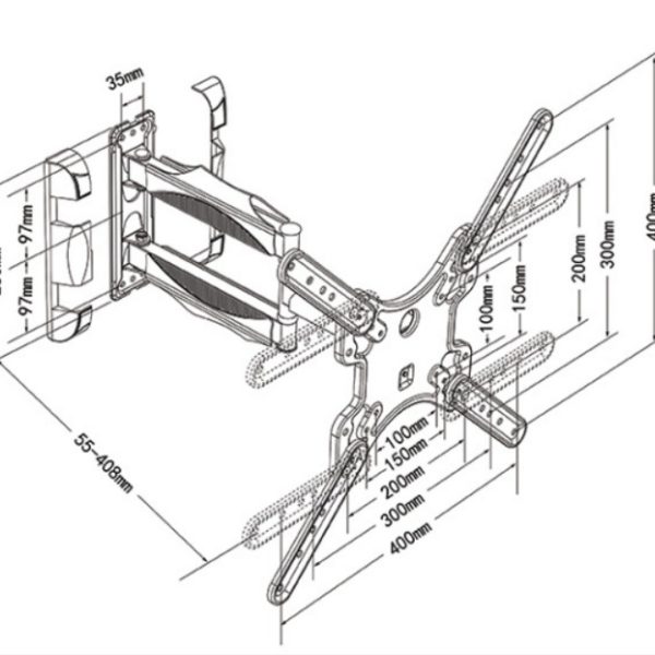 Alternative view of Tono R 55 Full Motion TV Wall Mount for 17″ to 55″ LED/LCD/Smart TVs – Swivel & Tilt Design, Also Supports 24", 28", 32", 40", 42", 43",48", 49", 50"